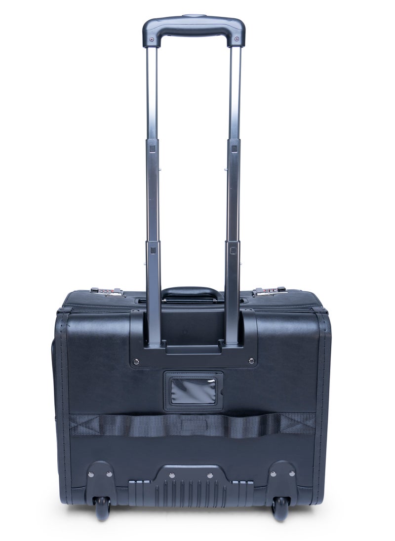 Track Track 2-Wheel Pilot Case – Premium PU Leather Business Suitcase with Secure Locks, Telescopic Handle, 15.6" Laptop Compartment – Stylish & Durable Carry-On Briefcase for Executives, Airline Pilots.  - Image 3