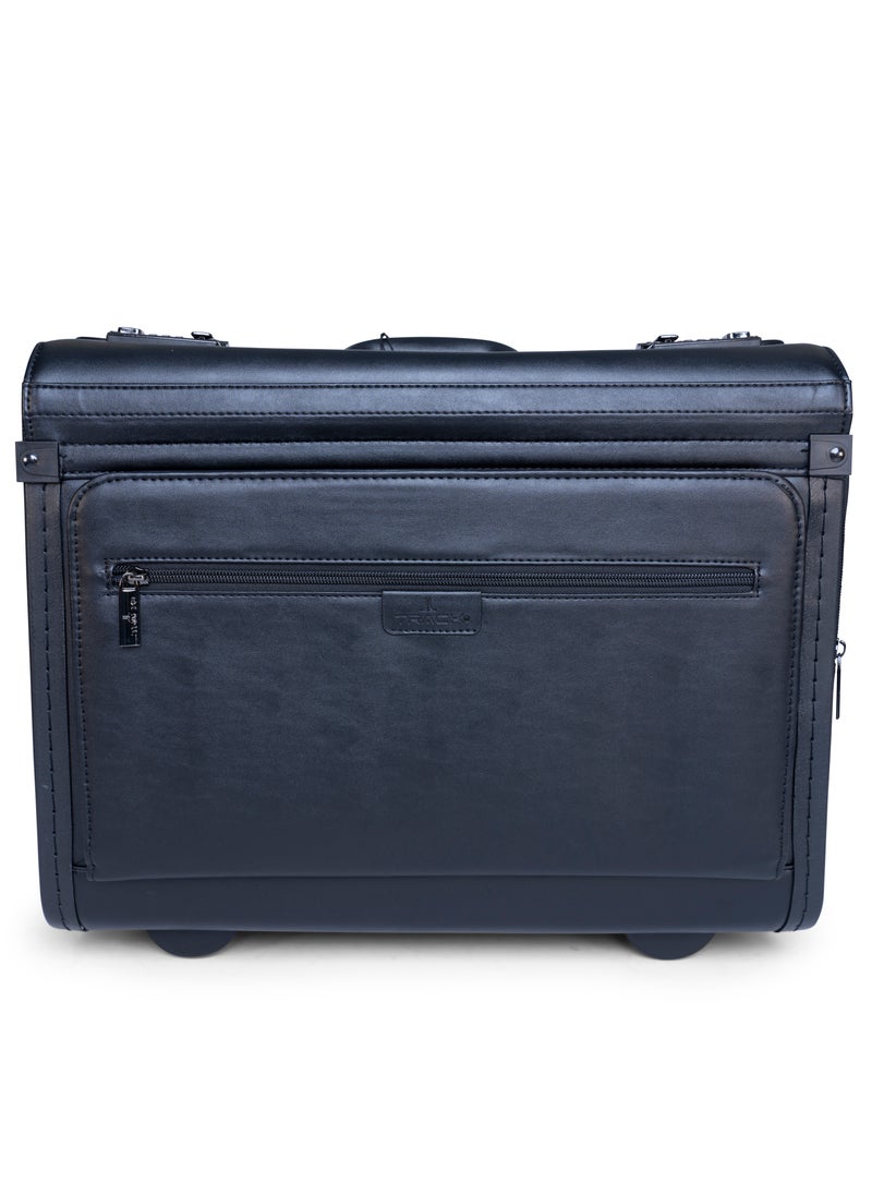 Track Track 2-Wheel Pilot Case – Premium PU Leather Business Suitcase with Secure Locks, Telescopic Handle, 15.6" Laptop Compartment – Stylish & Durable Carry-On Briefcase for Executives, Airline Pilots.  - Image 5