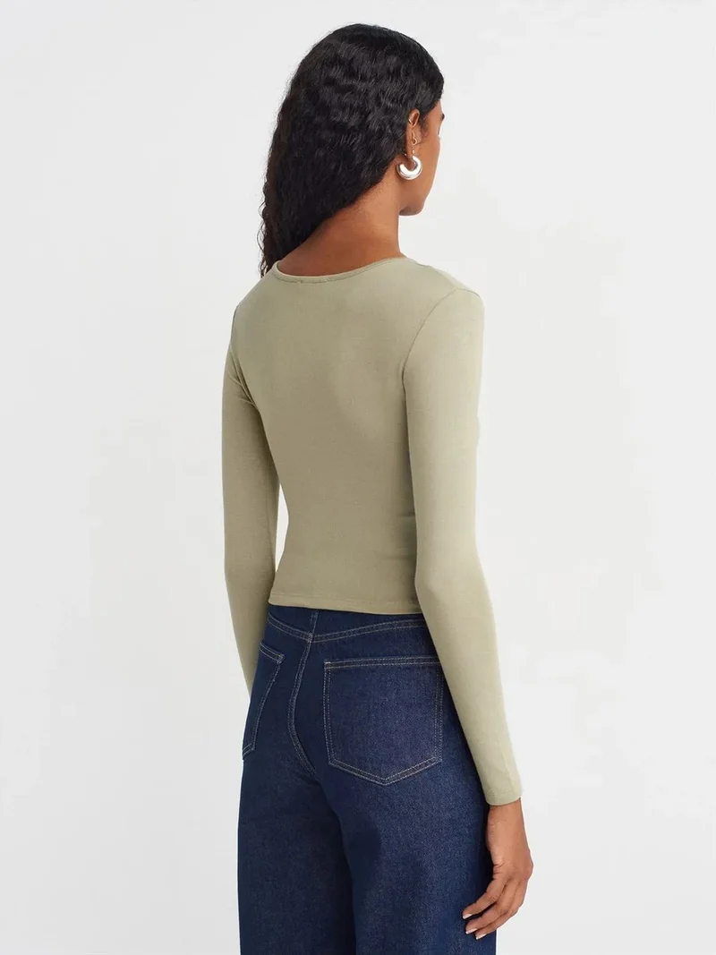 ديلفين DILVIN Slim Fit Long Sleeve Jersey Blouse