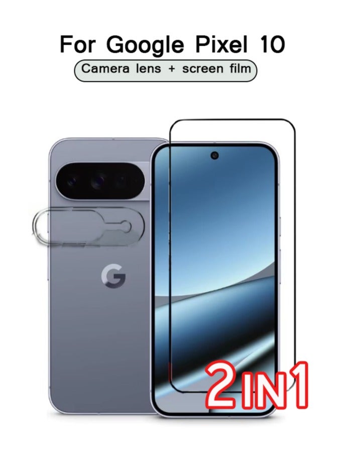 2 in 1 for Google Pixel 10 Screen Protector + 1 Pack Pixel 10 Camera Lens Tempered Glass Protector.9H Hardness. Support Fingerprint Unlock,Bubble-Free. Easy Installation - Image 1