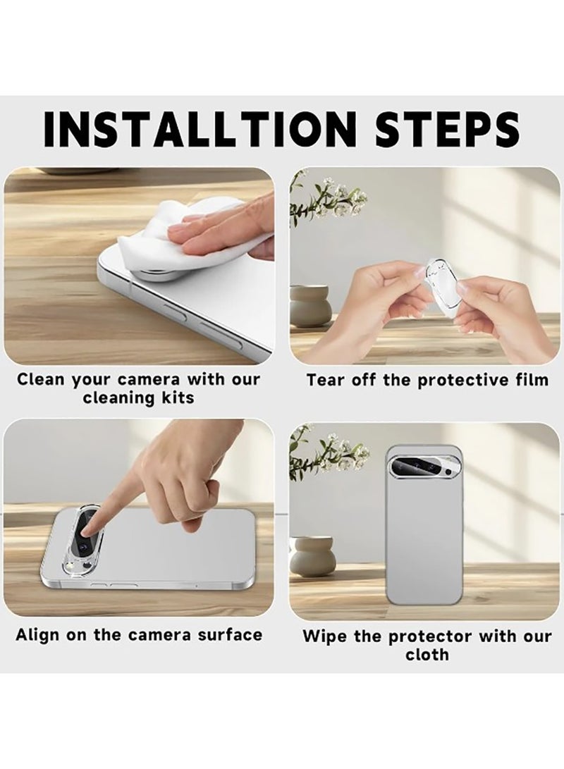 2 in 1 for Google Pixel 10 Screen Protector + 1 Pack Pixel 10 Camera Lens Tempered Glass Protector.9H Hardness. Support Fingerprint Unlock,Bubble-Free. Easy Installation - Image 3