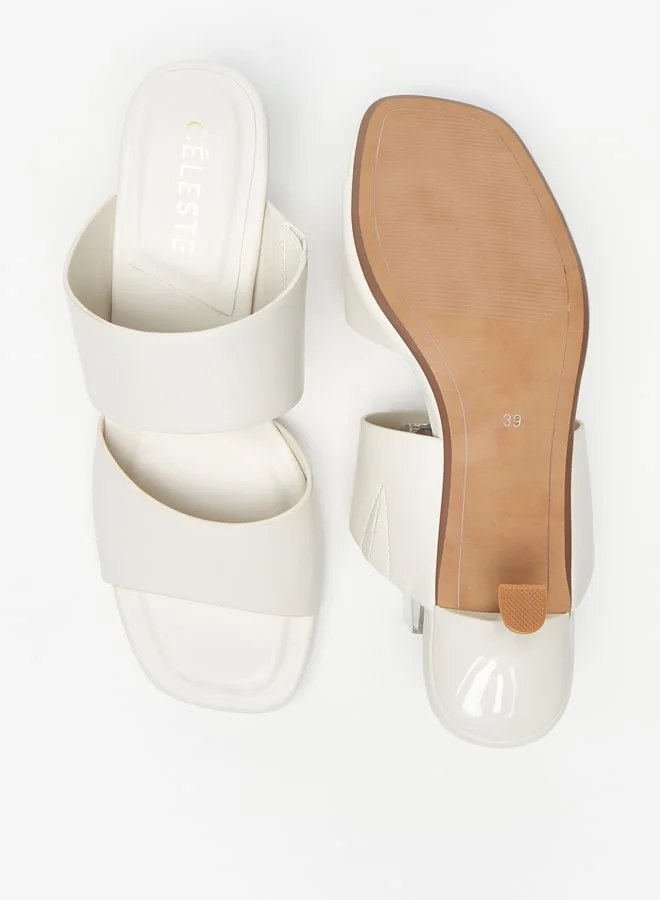 Celeste Women's Solid Slip-On Sandals with Kitten Heels