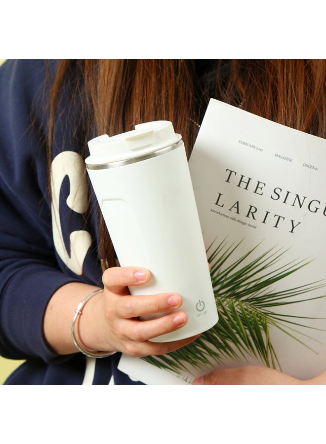 Wholesale Rechargeable Mixing Coffee Cup Magnetic Automatic Mixing Milk Powder 304 Stainless Steel Water Cup Car Cup-Color:White-Capacity:301-400ml  - Image 4