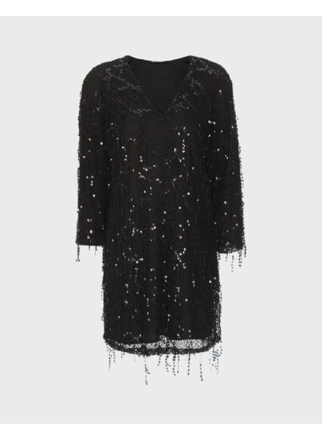 Zara Loose Comfortable Fashion Slimming Hollow Fringe Design V-Neck Dress - Image 1