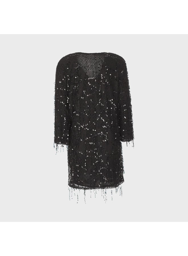 Zara Loose Comfortable Fashion Slimming Hollow Fringe Design V-Neck Dress - Image 3