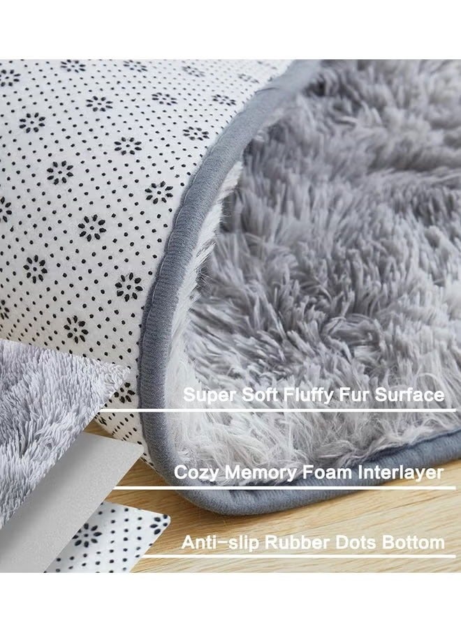 Gradual Change Tie-Dye Carpet Super Soft Rugs Fluffy Plush Carpets Simple Modern Household Comfortable Floor Rug Dirt-Resistant Decor Non-Slip Machine Washable Carpet Light Gray  - Image 2