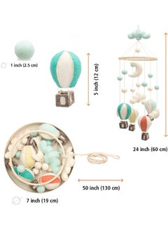 Glaciart One GLACIART ONE Baby Nursery Hot Air Balloon Mobile for Crib | Gender Neutral Mobile for Woodland Theme Nursery Decor | Felt Hanging Clouds & Felt Balls Room Decorations Handmade from Natural Wool  - Image 5