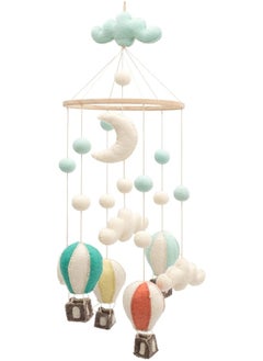 Glaciart One GLACIART ONE Baby Nursery Hot Air Balloon Mobile for Crib | Gender Neutral Mobile for Woodland Theme Nursery Decor | Felt Hanging Clouds & Felt Balls Room Decorations Handmade from Natural Wool  - Image 1