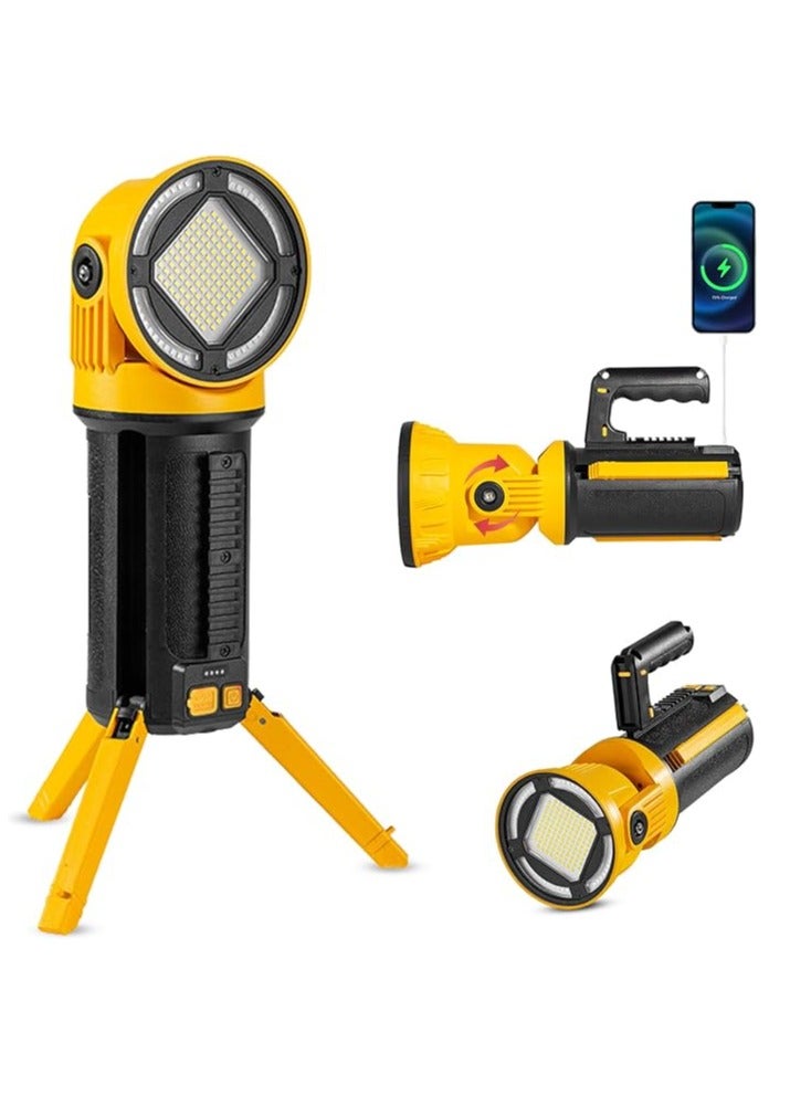 Powerful Rechargeable LED Flashlight 🔦 | Multi-Functional Handheld Work Light with Adjustable 180° Rotating Head, USB Type-C Fast Charging, 6 Light Modes, COB Backlight, IPX5 Waterproof | Long-Last - Image 1