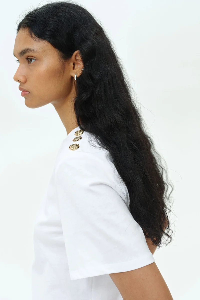 H&M Button-Detail T-Shirt