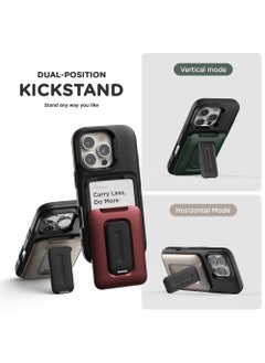 VRS Design D-Wallet Orb iPhone 16 Pro MAX Case Cover Wallet [3 Card] Credit Holder Slot [Semi Automatic] Built-in [Kickstand] - Metallic Red  - Image 4