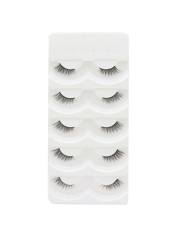 DAODER Eyelashes Half Lashes Wispy Cat Eye Faux Mink Lashes Natural Look 7-13mm Short Demi Wispies False Eyelashes Soft Lashes for Daily Wear 5 Pairs (Half Lashes 05) Black  - Image 1