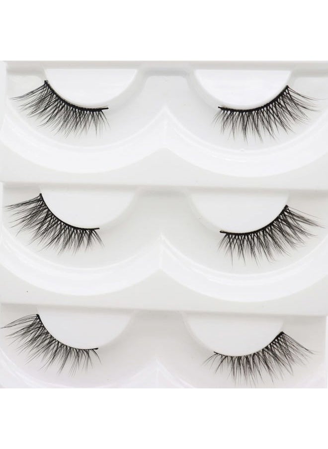 DAODER Eyelashes Half Lashes Wispy Cat Eye Faux Mink Lashes Natural Look 7-13mm Short Demi Wispies False Eyelashes Soft Lashes for Daily Wear 5 Pairs (Half Lashes 05) Black  - Image 4
