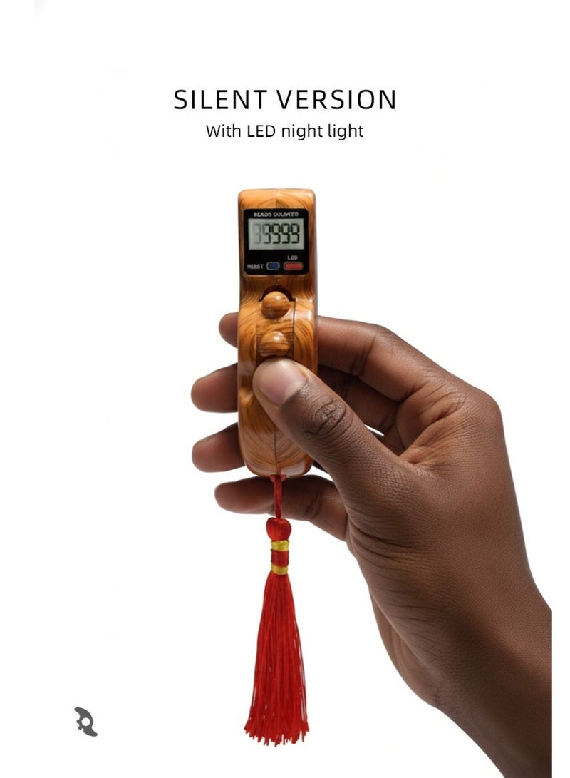 Digital Tasbih Finger Counter with LED Display – Islamic Electronic Tasbeeh for Ramadan, Umrah & Hajj, Elegant Wood Color - Image 1