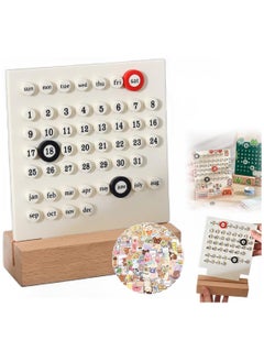 Generic Manual DIY Loop Calendar, Cute Perpetual Calendar DIY Ring Reusable, Creative Sticker Wooden Desk Calendars, Integrated Molding Table Calendar  - Image 1
