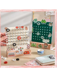 Generic Manual DIY Loop Calendar, Cute Perpetual Calendar DIY Ring Reusable, Creative Sticker Wooden Desk Calendars, Integrated Molding Table Calendar  - Image 2
