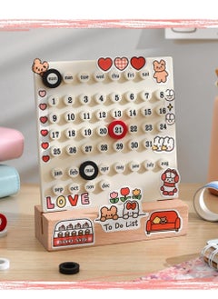 Generic Manual DIY Loop Calendar, Cute Perpetual Calendar DIY Ring Reusable, Creative Sticker Wooden Desk Calendars, Integrated Molding Table Calendar  - Image 3