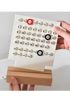 Generic Manual DIY Loop Calendar, Cute Perpetual Calendar DIY Ring Reusable, Creative Sticker Wooden Desk Calendars, Integrated Molding Table Calendar  - Image 4
