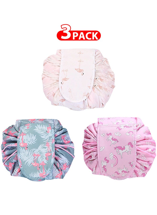 MARGOUN 3 Pack Drawstring Lazy Cosmetic Travel Bag Women Makeup Bag for Travel and Household to Storing Cosmetics - Image 1