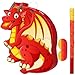 Harrycle Dinosaur Pinata Set Dino Themed Pinata with Stick and Blindfold Girls Dinosaur Birthday Party for Animal Theme Party Decoration Baby Shower Game SuppliesRed Dino - Image 2