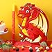 Harrycle Dinosaur Pinata Set Dino Themed Pinata with Stick and Blindfold Girls Dinosaur Birthday Party for Animal Theme Party Decoration Baby Shower Game SuppliesRed Dino - Image 4
