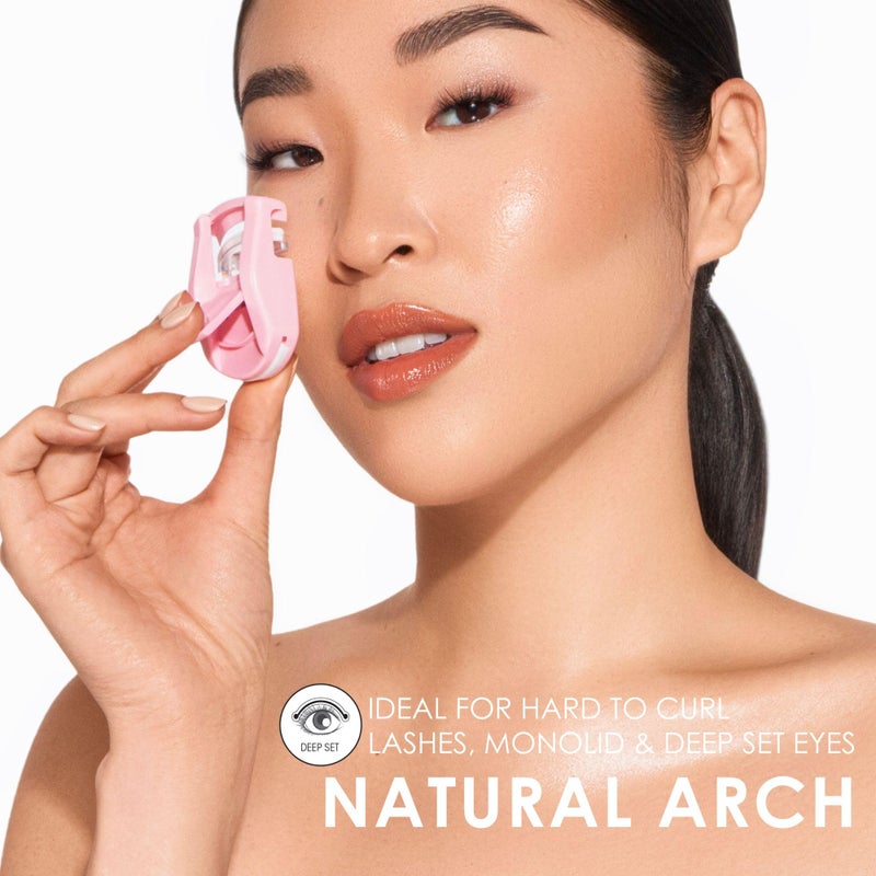 JAPONESQUE Travel Eyelash Curler, Pink - Plastic Eyelash Curlers for Travel Makeup, Go Curl Lash Curler with Bonus Replacement Lash Pad - 1 Pack - Image 2