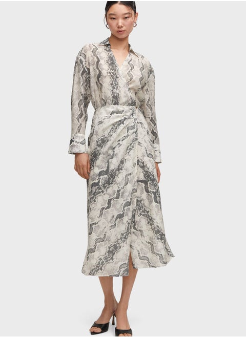 Front Slit Printed Dress