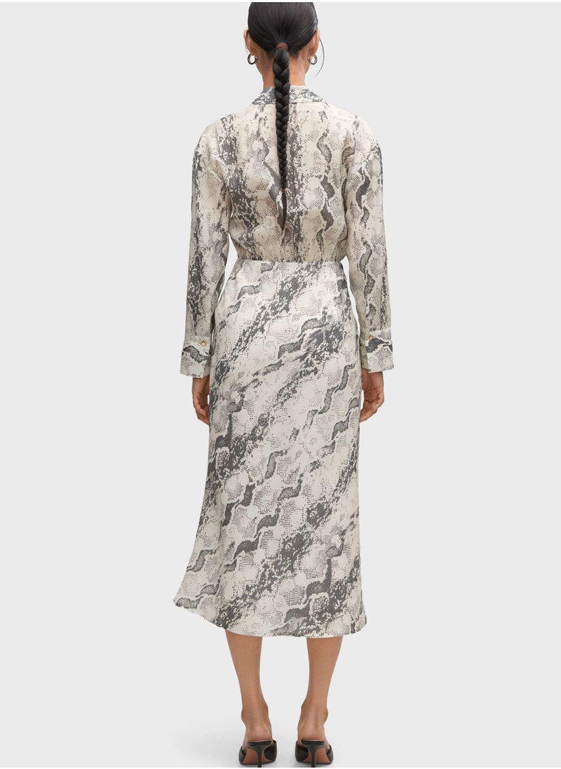 MANGO - Front Slit Printed Dress - Image 1