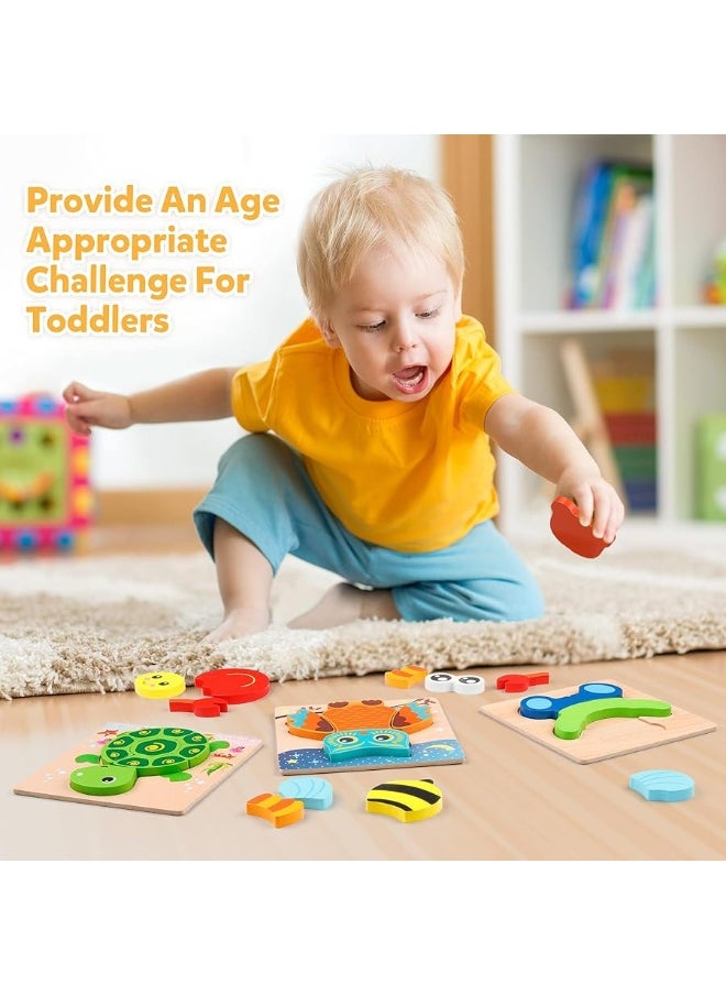 Coogam Coogam Wooden Jigsaw Puzzle Set 6 Pack Animal Shape Color Montessori Toy Fine Motor Skill Early Learning Preschool Educational Gift Game for Years Old Kids  - Image 2