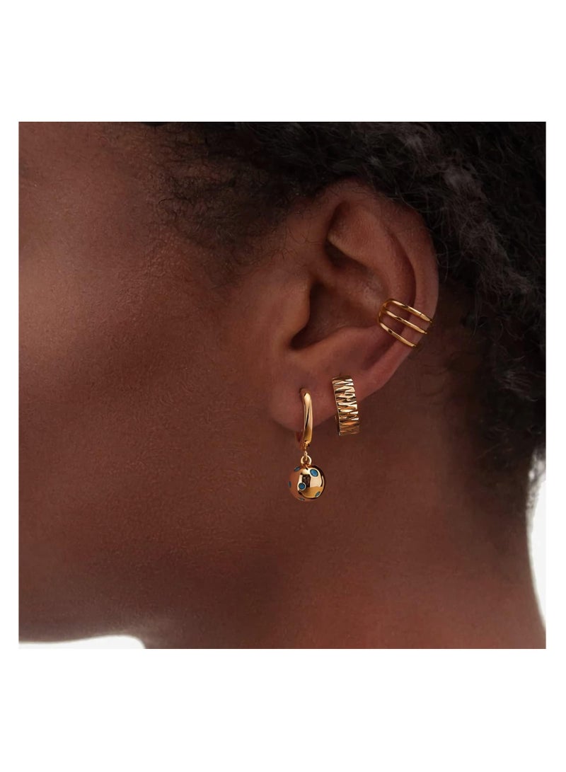 Mevecco Women Gold Huggie Hoop Earrings Dangle Drop 14K Gold Filled Small Boho Beach Simple Delicate Handmade Hypoallergenic Jewelry Gift - Image 2