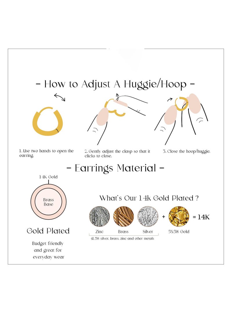 Mevecco Women Gold Huggie Hoop Earrings Dangle Drop 14K Gold Filled Small Boho Beach Simple Delicate Handmade Hypoallergenic Jewelry Gift - Image 3