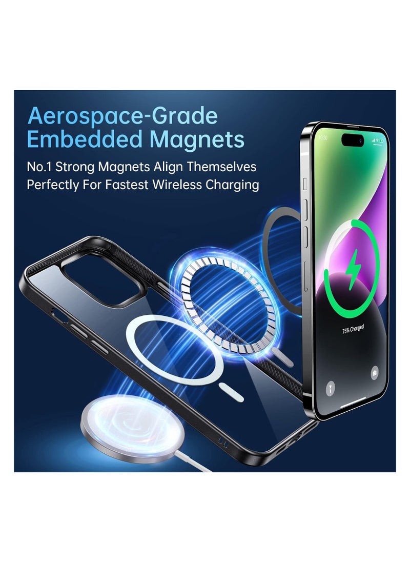 Generic - Case Magnetic Crystal Clear for iPhone 14 Pro Max Case Magsafe [Not Yellowing] [Military Protection] [No.1 Strong Magnets] Slim Phone Case Thin Cover - Black - Image 1