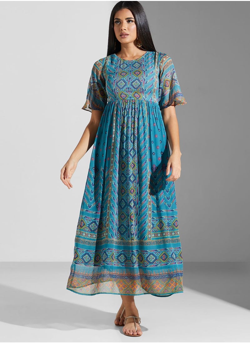 Label RITU KUMAR Printed Pleat Detail Dress  - Image 1