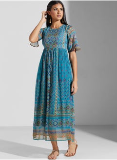 Label RITU KUMAR Printed Pleat Detail Dress  - Image 4