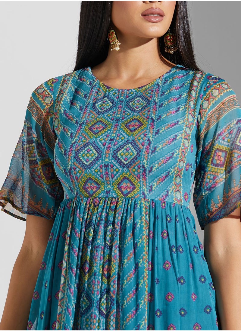 Label RITU KUMAR Printed Pleat Detail Dress  - Image 3