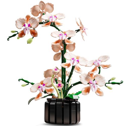 Mov stone Champagne Orchid Flower Building Set Icon Flowers Building Block Compatible with Lego Stunning Botanical Display Gift for 814 Kids and Adults 866 Pcs - Image 1