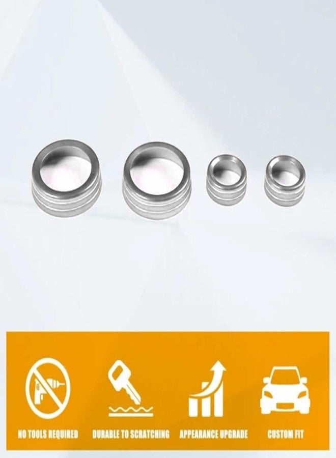 AuTK Central Console AC Volume Knob Button Switch Cover Trim Fit for Chevrolet Corvette C7 2014-2019 Aluminum Alloy Air Conditioner Knob Adjustment Cover-4pcs, Silver - Image 2
