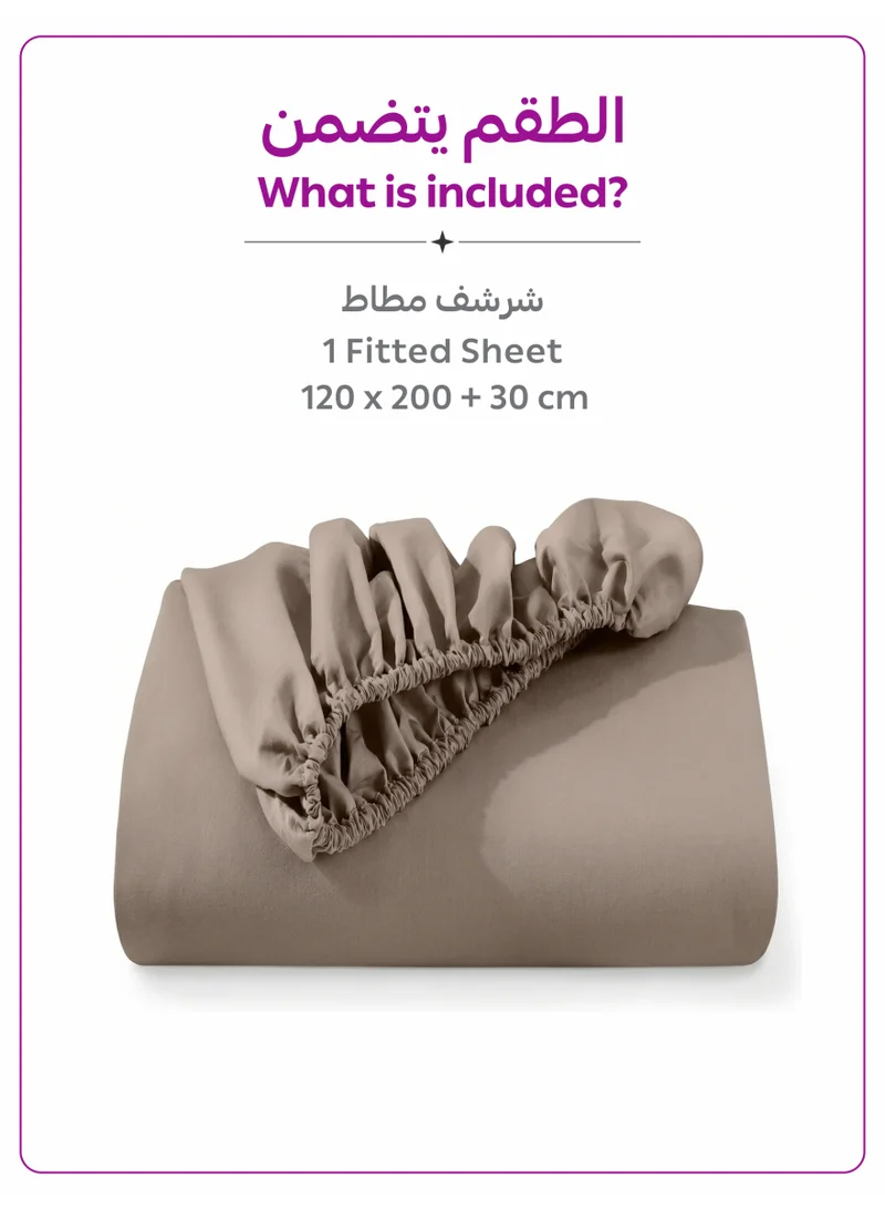 Donetella Simply Taupe 1 Pcs Twin Fitted Sheet 120x200 cm | OEKO-TEX Certified Brushed Microfiber Deep Pocket Sheet with All Around Elastic | Ultra Soft, Wrinkle Resistant, Easy Care, Safe for Sensitive Skin  | Best Price UAE
