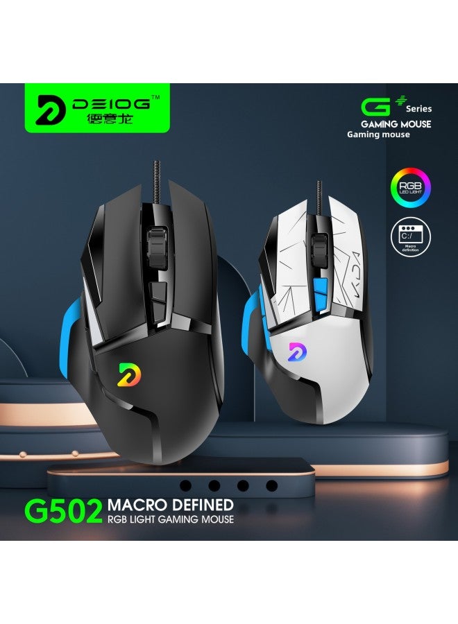 G502 Wired Game Mechanical Mouse Hero League RGB Electric Competition Macro Eating Chicken Computer Internet Cafe Mouse Office-Colour:White - Image 2