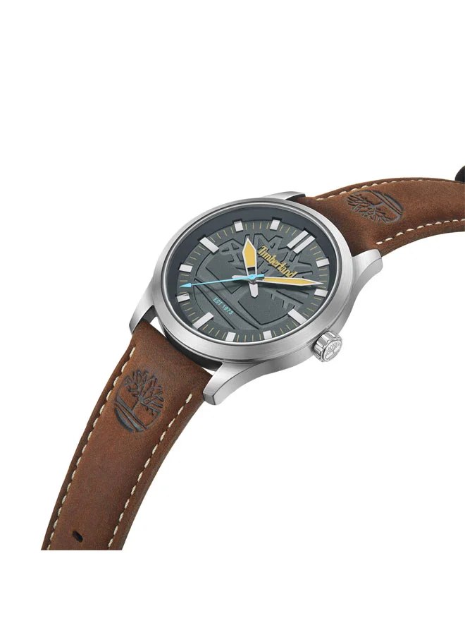 تمبرلاند Rambush Grey Dial Leather Strap Analog Watch for Men, 42mm