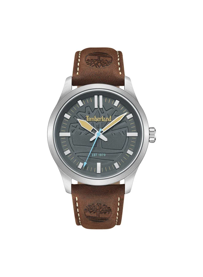 Rambush Grey Dial Leather Strap Analog Watch for Men, 42mm