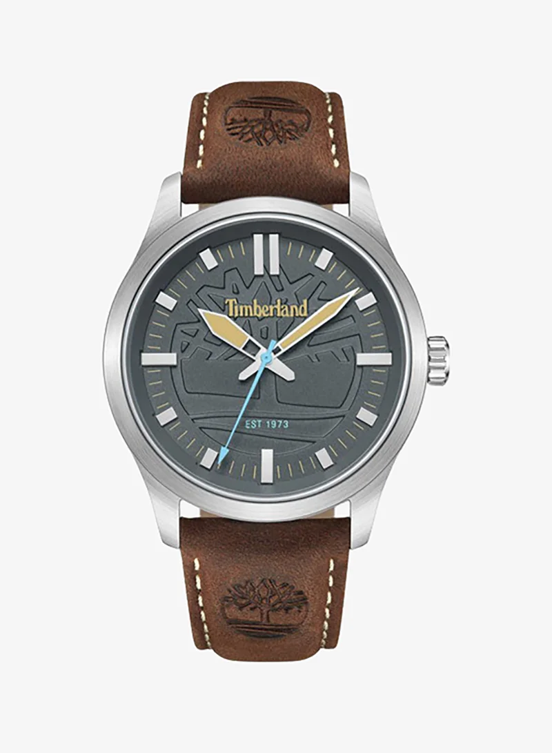 تمبرلاند Rambush Grey Dial Leather Strap Analog Watch for Men, 42mm