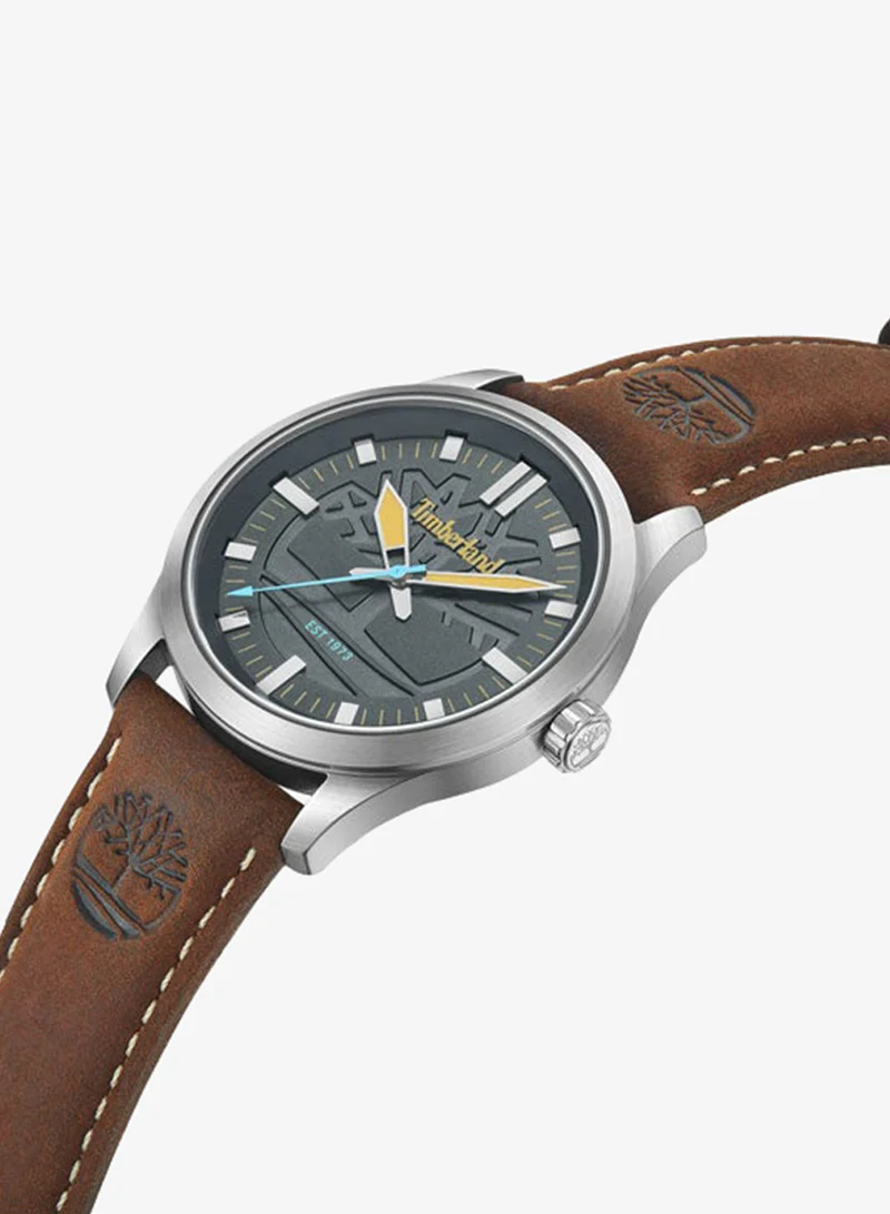 تمبرلاند Rambush Grey Dial Leather Strap Analog Watch for Men, 42mm