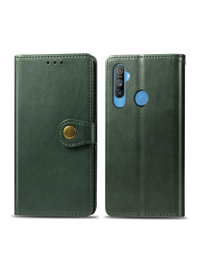 S-TOP Case For OPPO Realme C3 Retro Solid Color Leather Buckle Phone Case with Lanyard & Photo Frame & Card Slot & Wallet & Stand Function - Image 2