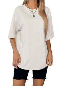 Nileton T-Shirt Drop Shoulder Oversized - Off-White - Cotton - For Women  - Image 3