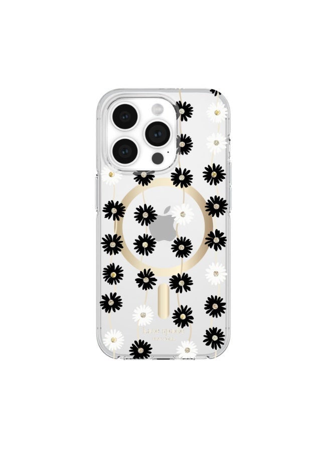 Kate Spade Floral Case Compatible with iPhone 15 Pro 2023 6.1" - 10Ft Drop Protection Cover, Made from Recycled Materials, Magsafe Wireless Charging Compatible - Daisy Chain  - Image 1