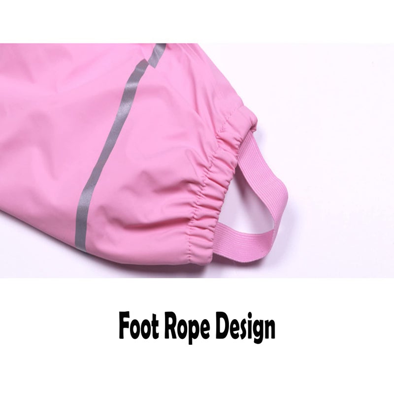 Fewlby Boys Girls Waterproof Rain Pants Unisex Kids Rain Pants Children Rainwear Waterproof and Windproof 3-4Years Pink - Image 4