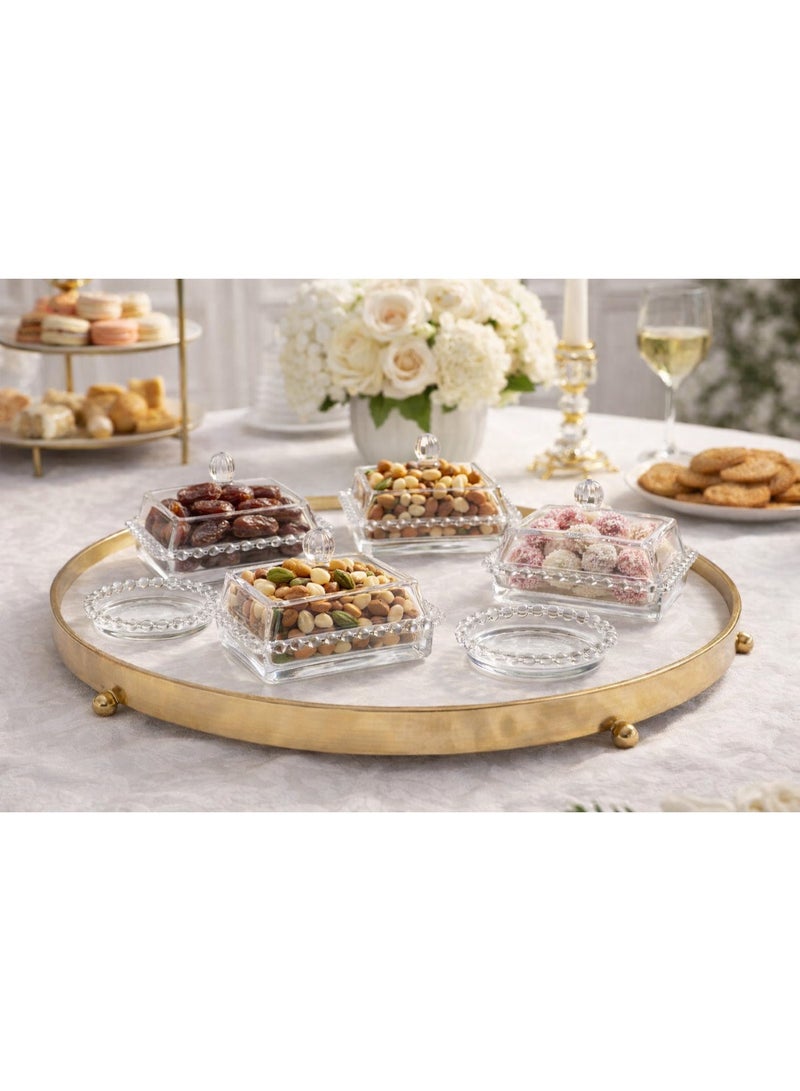 Dania 🌴 Glass Date Serving Set with Pitter Dish – 4 Sets (8 Pieces) | Elegant and Neat Hospitality - Image 1