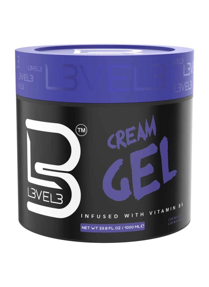 L3 L3 Level 3 Cream Gel - Provides Volume and Medium Hold - With Vitamins to Nourish and Protect Hair Level Three Mens Hair Styling Cream (1000 ML, Large) 