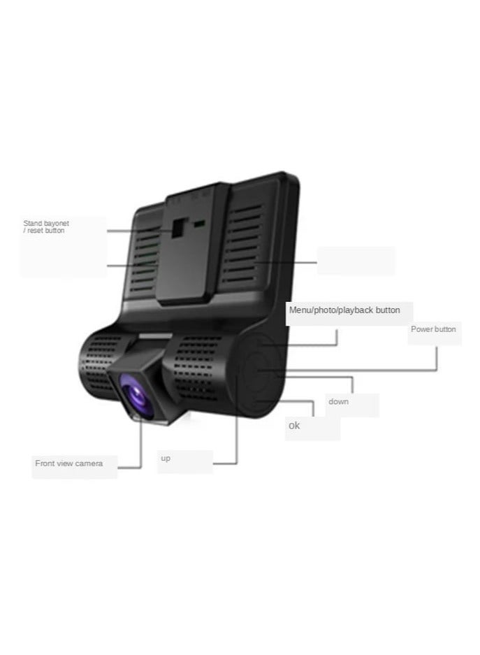 HD سيارة DVR الرؤية الخلفية كاميرا فيديو داش كام 1080P 3 كاميرا تسجيل رؤية ليلية فائقة، كاميرا أمامية بزاوية واسعة 170 درجة، كاميرا مسجل IPS شاشة GPS مستشعر الجاذبية، مسجل القيادة للشاشة - Image 5